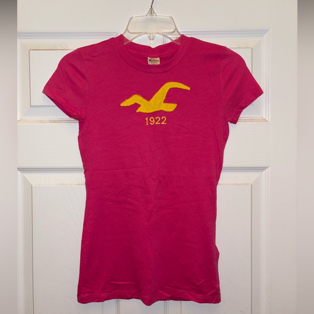 VINTAGE Y2K HOLLISTER BIRD T-SHIRT SHORT SLEEVE TEE PINK YELLOW WOMENS XS